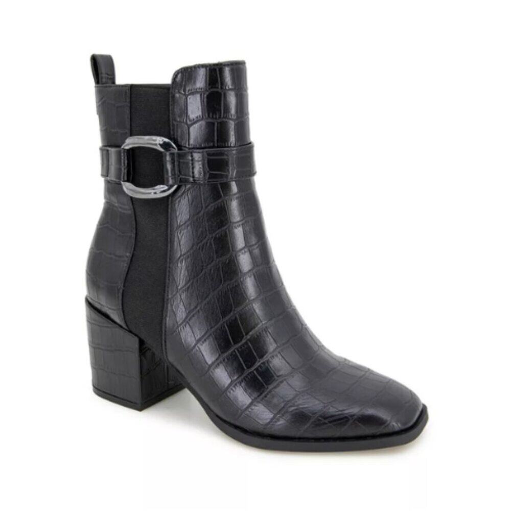 Reaction Kenneth Cole Emerson Ankle Boot Black Croc - Size 7.5